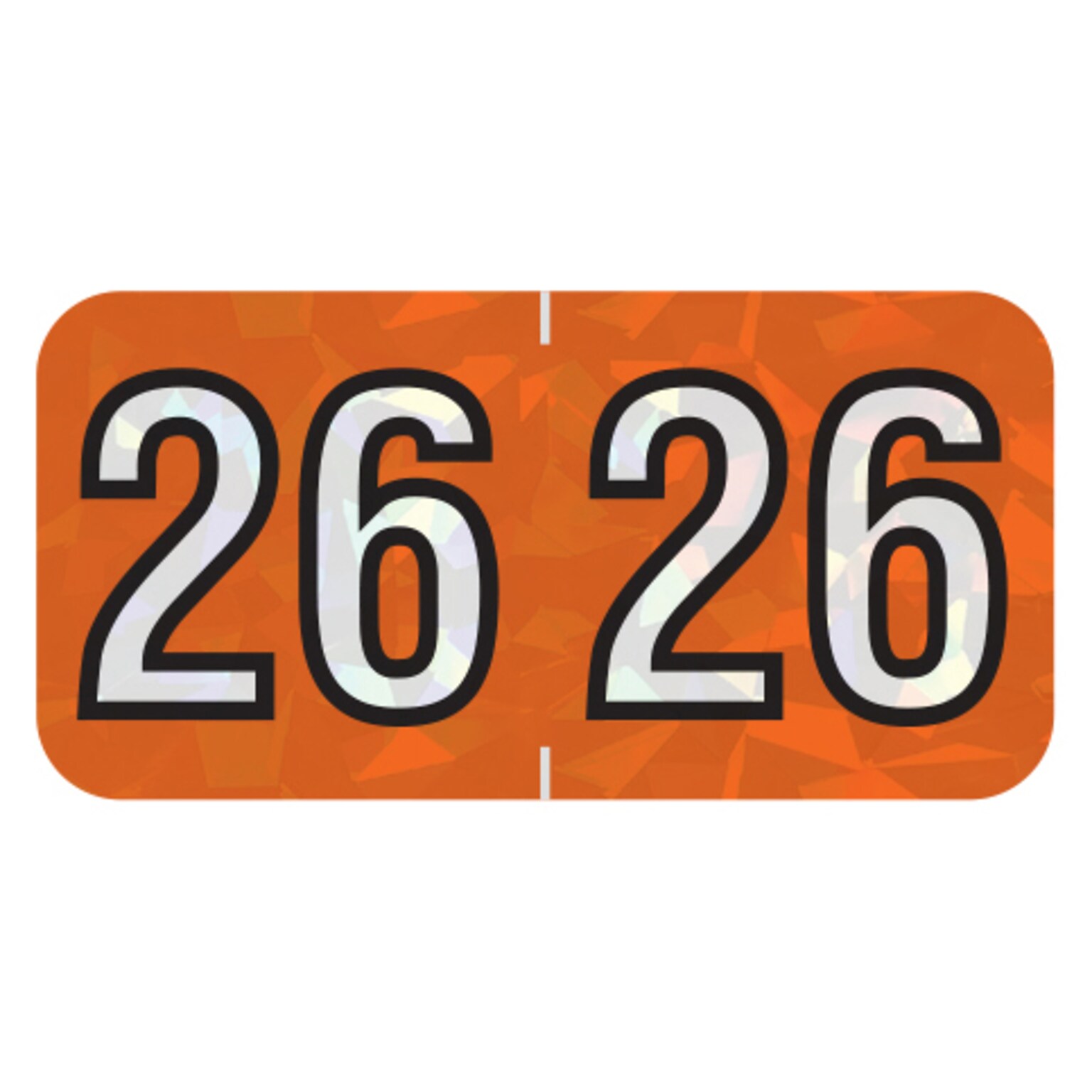 Medical Arts Press Holographic End-Tab Year Labels, 2026, Orange, 500/Roll