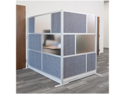 Luxor Modular Room Divider Add-On Wall, 70"H x 53"W, Gray/Frosted PET/Acrylic (MW-5370-XFCG)