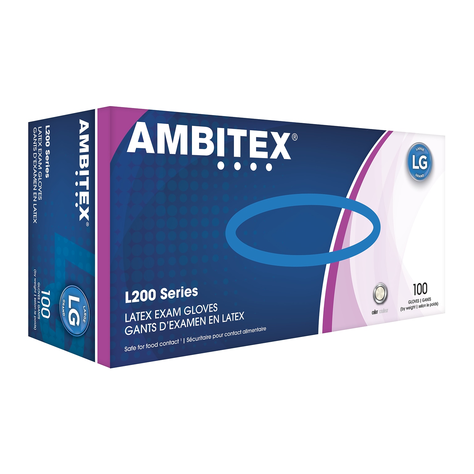 Ambitex L200 Series Powder Free Cream Latex Gloves, Large, 100/Box (LLG200)