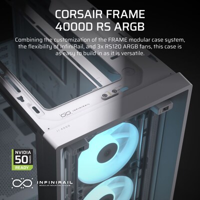 Corsair FRAME 4000D RS ARGB E-ATX Mid-Tower Computer Case, White (CC-9011297-WW)