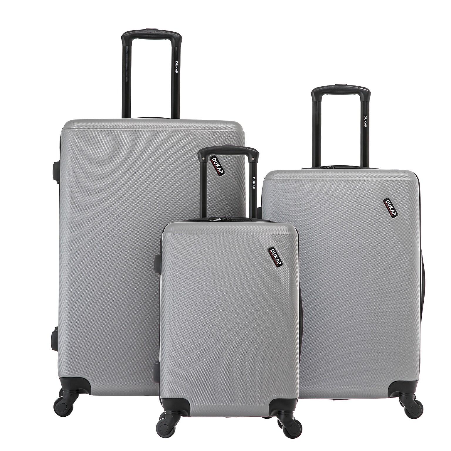 DUKAP Discovery 3-Piece Hardside Spinner Carry-On Luggage Set, TSA Checkpoint Friendly, Silver (DKDISSML-SIL)