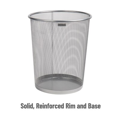 Mind Reader Metal Mesh Trash Can Without Lid, 4.4 Gallon, Silver, 2/Pack (2CIRGA-SIL)