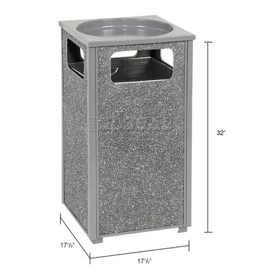 Global Industrial Stone Panel Trash Sand Urn, 24 Gallon, 17-1/2"W x 17-1/2"D x 32"H, Gray (238243GY)