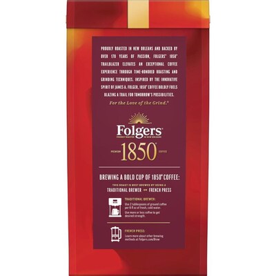 Folgers 1850 Trail Blazer Caffeinated Ground Coffee, Medium-Dark Roast, 12 oz. (SMU60515)