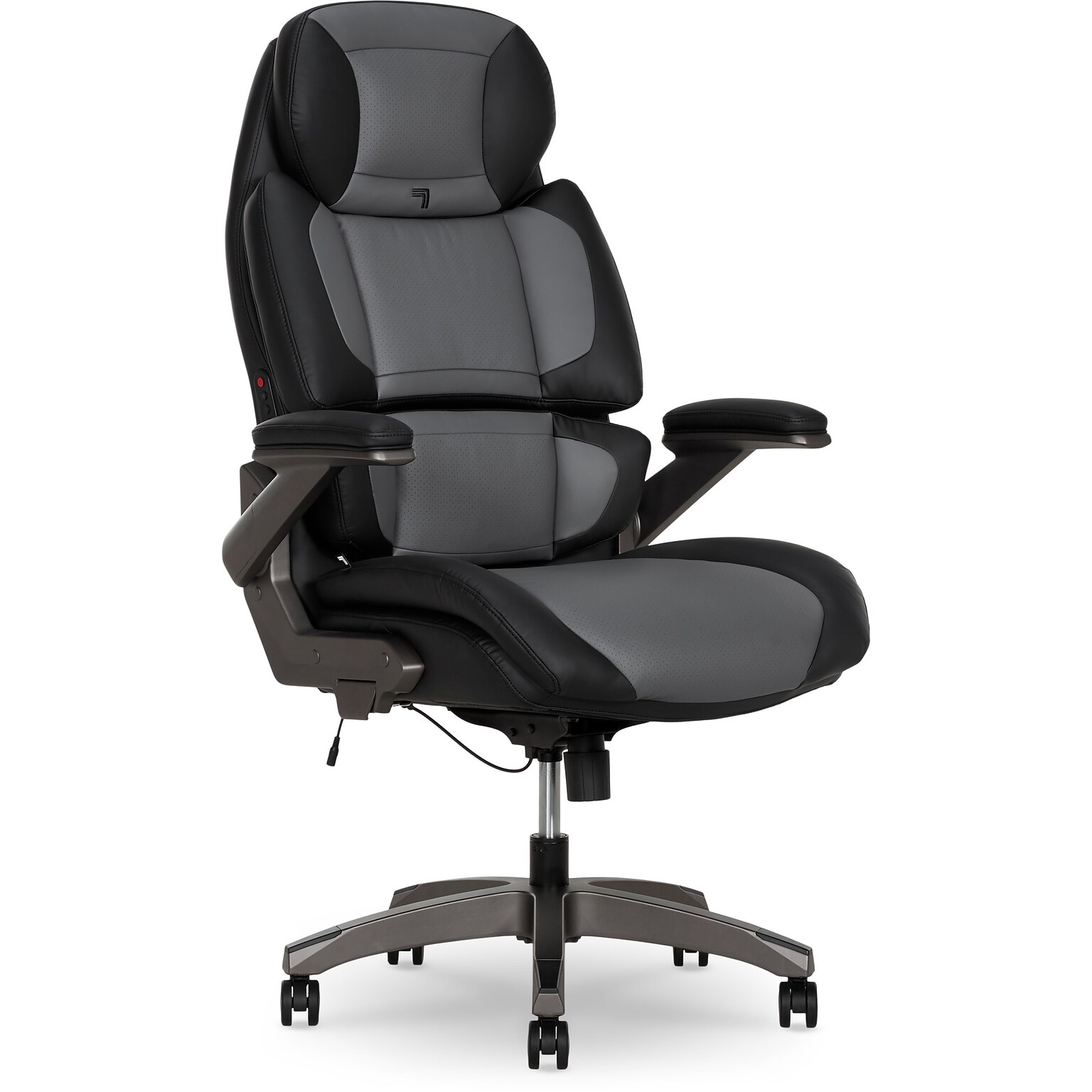 Sharper Image S-950 Heated Ergonomic Faux Leather Swivel Executive Massage Chair, Gray/Black (52755M-GRYBLK)
