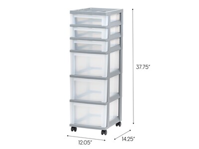 Iris 6-Drawer Storage Cart, Gray/Translucent White (585087)