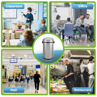 Alpine Industries Commercial Indoor Single-Stream Indoor Recycling Station, 17 Gallon, Stainless Steel (ALP470-65L-1-R)