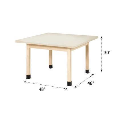 Diversified Woodcrafts School Classroom Square Work Center Table, 48 x 48, Almond (WX4-P)