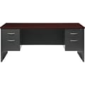 Hirsh 72W Double-Pedestal Desk, Charcoal/Mahogany (20532)