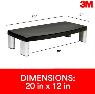 3M Adjustable Monitor Stand, Holds up to 40 lbs. Height Adjustable From 1 in. to 5 7/8 in. (MS90B)