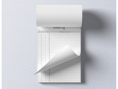 Better Office Activity Log Notepad, 8.5" x 11", Project-Ruled, White/Black, 50 Sheets/Pad (25836)