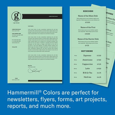 Hammermill Colors Multipurpose Paper, 24 lbs., 8.5" x 11", Green, 500 Sheets/Ream (104380)