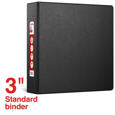 Staples® Standard 3 3 Ring Non View Binder with D-Rings, Black (26307-CC)