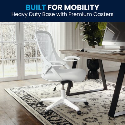 Flash Furniture Porter Ergonomic Mesh Swivel High Back Office Chair, White (HL00161WHWH)