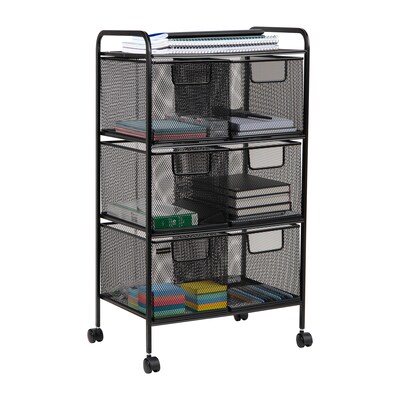 Mind Reader 6-Drawer Office Utility Cart, Black (6DRMESH-BLK)