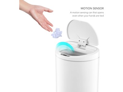 Nine Stars Plastic Sensor Trash Can, 2.6-Gallon, White (DZT-10-29)