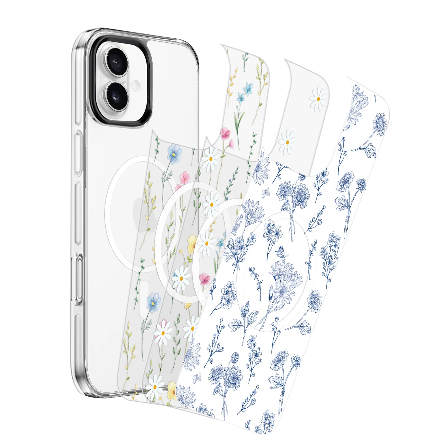SaharaCase Inspire MagSafe Phone Case with Magnetic Backs for iPhone 16, Shock Absorbing, Floral (CP00638)