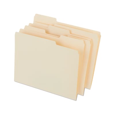 Quill Brand® Premium Manila File Folders, Assorted Tabs, 1/3-Cut Letter Size, Manila, 250/Box(744137