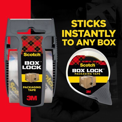 Scotch Box Lock Shipping Packing Tape, 1.88 in. x 38.2 yds., Clear, 3 Pack (3950S-3)