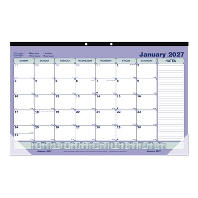 2027 Brownline Classic 17.75 x 10.875 Monthly Desk Pad Calendar, Blue/White (C181700-27)