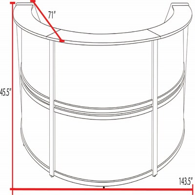 Regency Marque 144"W Curved Reception Desk Workstation, Cherry (77293CH)