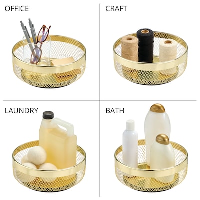 iDESIGN Metal Mesh Lazy Susan Organizer, Soft Brass (25965)