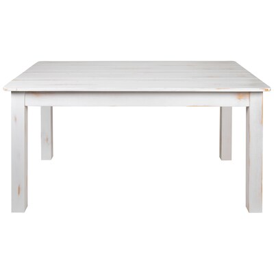 Flash Furniture HERCULES Series 60" Farm Dining Table, Rustic White (XAF60X38WH)