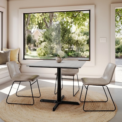 Flash Furniture Acadia Square Wooden Dining Table with X-Base, 36"D x 36"W, Gray Faux Concrete/Black Base (STSQ36CGT3030)