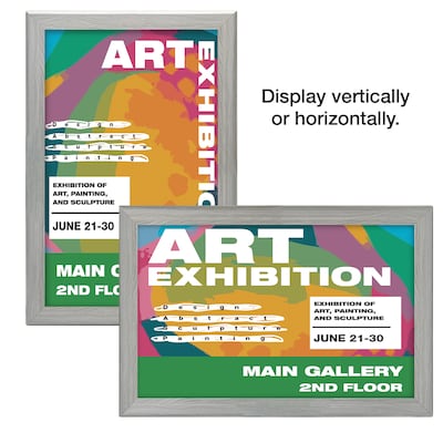 Excello Brands Plastic Snap Frame, 11" x 17", Vertical/Horizontal, Wall Mounted, Gray Oak (SF-1117-GRYOAK)