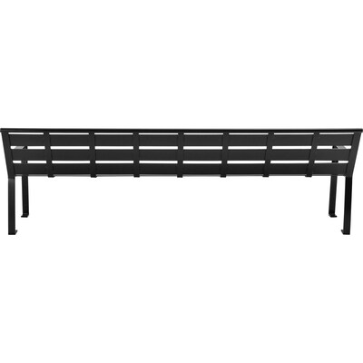 Global Industrial 8' Outdoor Horizontal Steel Slat Park Bench w/ Back, Black (436976BK)