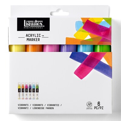 Liquitex Professional Acrylic Paint Marker, Wide Tip 15 mm, Vibrant Colors, 6/Pack (LIQ3699246)