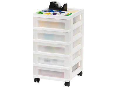 Iris 5-Drawer Storage Cart, White/Translucent White (585007)