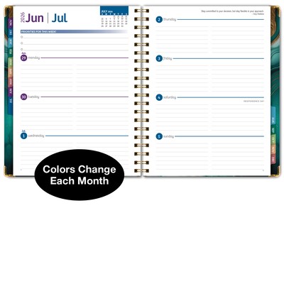 2026 Global Printed Products 8.5" x 11" Weekly & Monthly Planner, Paperboard Cover, Teal Gold Marble (FSHN-CY26-8511-54)