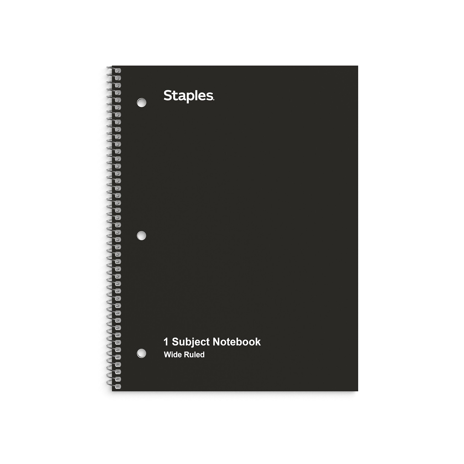 Staples 1-Subject Notebook, 8 x 10.5, Wide Ruled, 70 Sheets, Black (TR24001)
