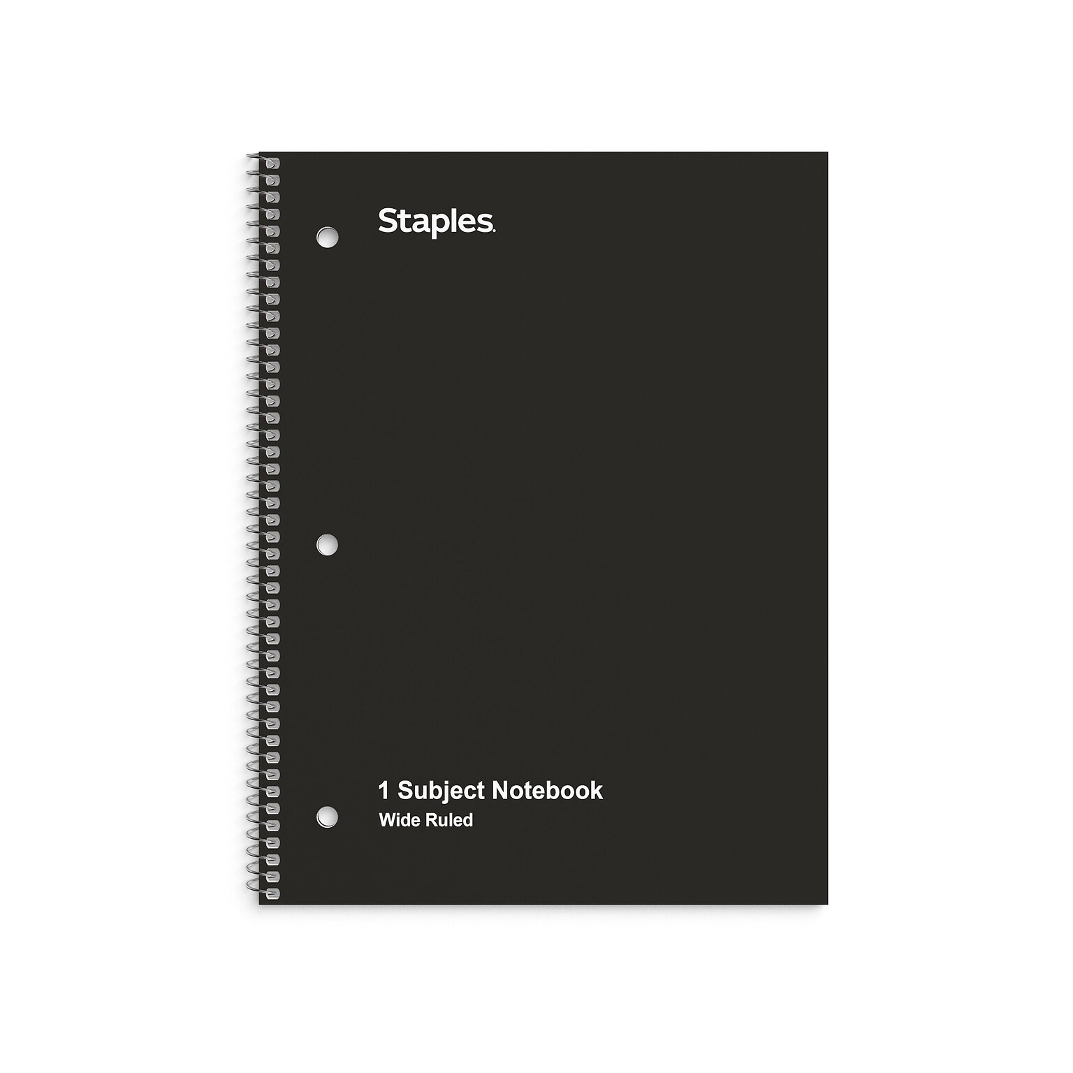 Staples 1-Subject Notebooks, 8 x 10.5, Wide Ruled, 70 Sheets, Black (ST24001C)