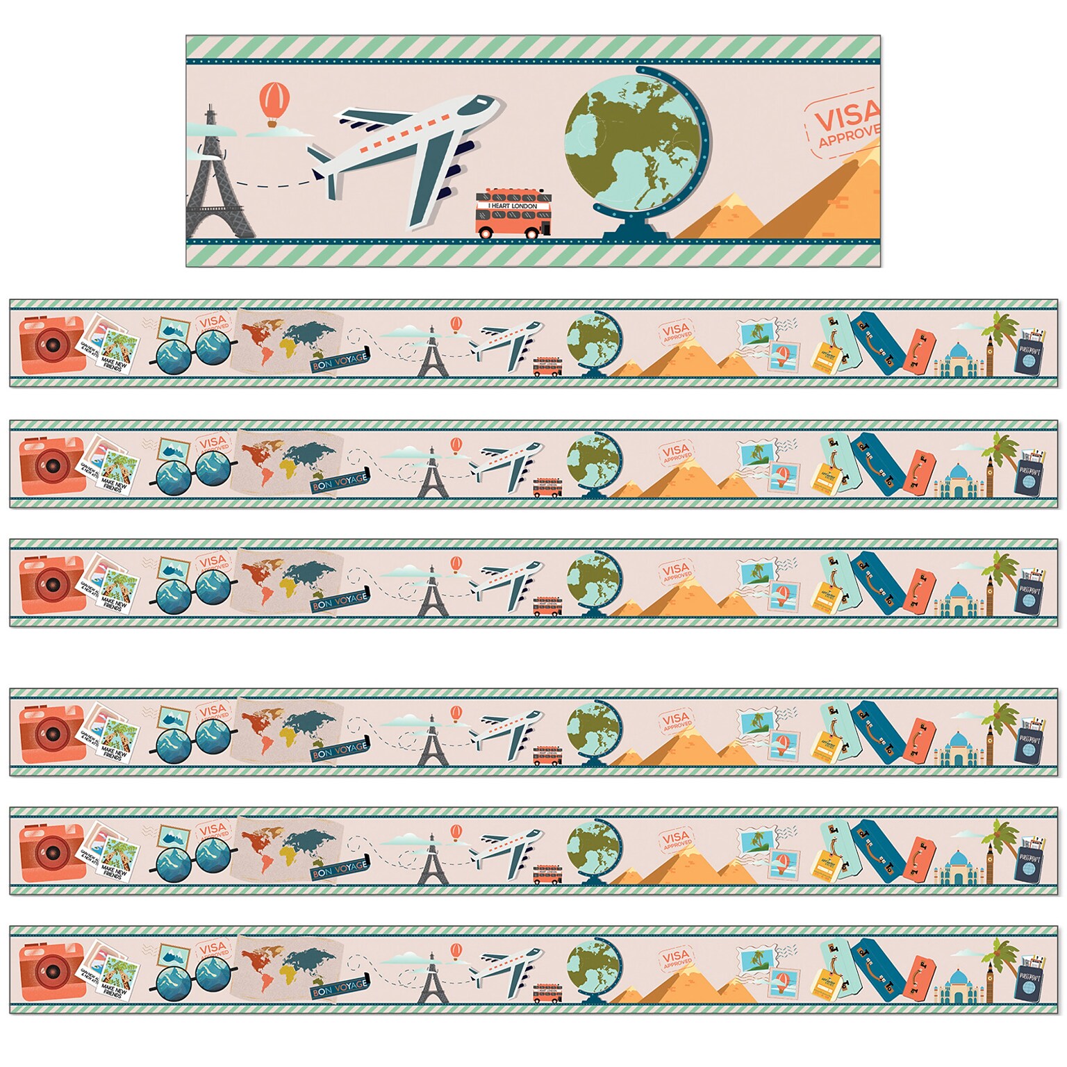 Carson Dellosa Education Straight Border, 3x 3, Lets Explore, 6/Bundle (CD-108482-6)