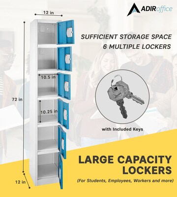 AdirOffice 72H 6-Tier Blue Storage Locker (ADI629-206-BLU-DL)