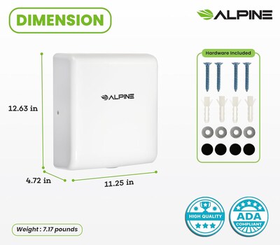 Alpine Industries Willow 110 - 120V Automatic Hand Dryer, White (405-10-WHI)