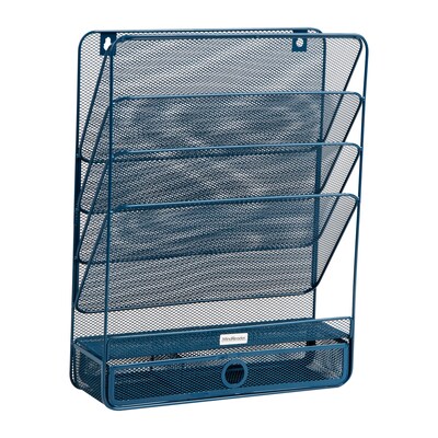 Mind Reader 7-Compartment Metal Desk Shelf, Turquoise (MAGROUND-TUR)