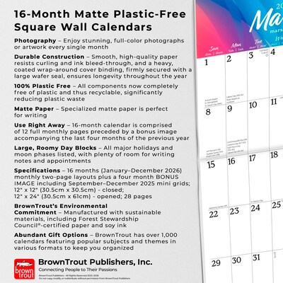 2026 BrownTrout Big & Bright Large Print 12" x 12" Monthly Wall Calendar (9798330702459)