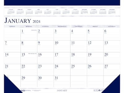 2024 House of Doolittle 22" x 17" Monthly Desk Pad Calendar, White/Blue (150-24)