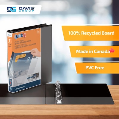 Davis Group QuickFit 1" 3-Ring Standard Binders, Black, 6/Pack (88011-06)
