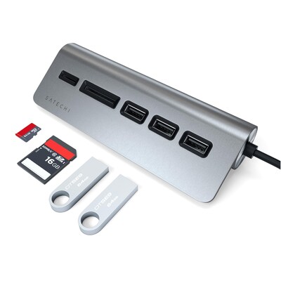 Type-C Aluminum USB 3.0 Hub & Card Reader Space Gray