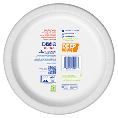 Dixie Ultra Deep Dish 9.5" Paper Plates, Blue/White, 18 Plates/Pack (15951C)