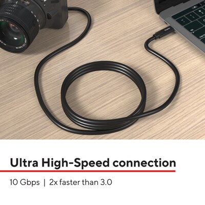 Staples TECH 3.3 ft. USB-C to Micro USB Type-B Audio/Video Cable, Male to Male, Black (ST62445)