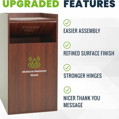 Alpine Industries Wood Trash Can, 40 Gallon, Mahogany (476-MA)