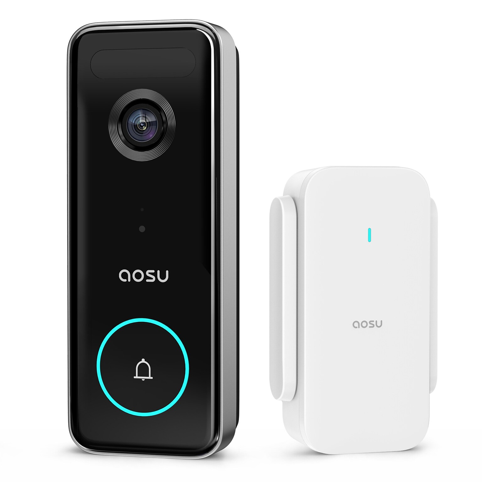 aosu 3K 5.0-MP QHD Dual-Band Wireless AI-Smart Wide-Angle Video Doorbell with HomeBase Chime, Black/White (V8S1AX11)