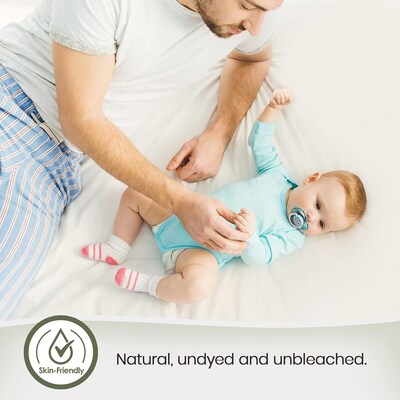 Whisper Organics Waterproof Pique Textured Mattress Protector, GOTS Certified Cotton, Full, White (WSOR-WMPTWF)