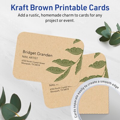Avery Business Cards, 2-1/2 x 3-1/2, Matte Kraft Brown, 60/Pack (95328)