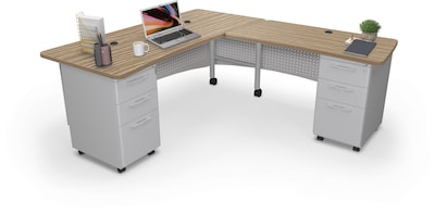 MooreCo Avid Modular Return Double Pedestal Instructor Desk, Buka Bark (91782-7982-7982)